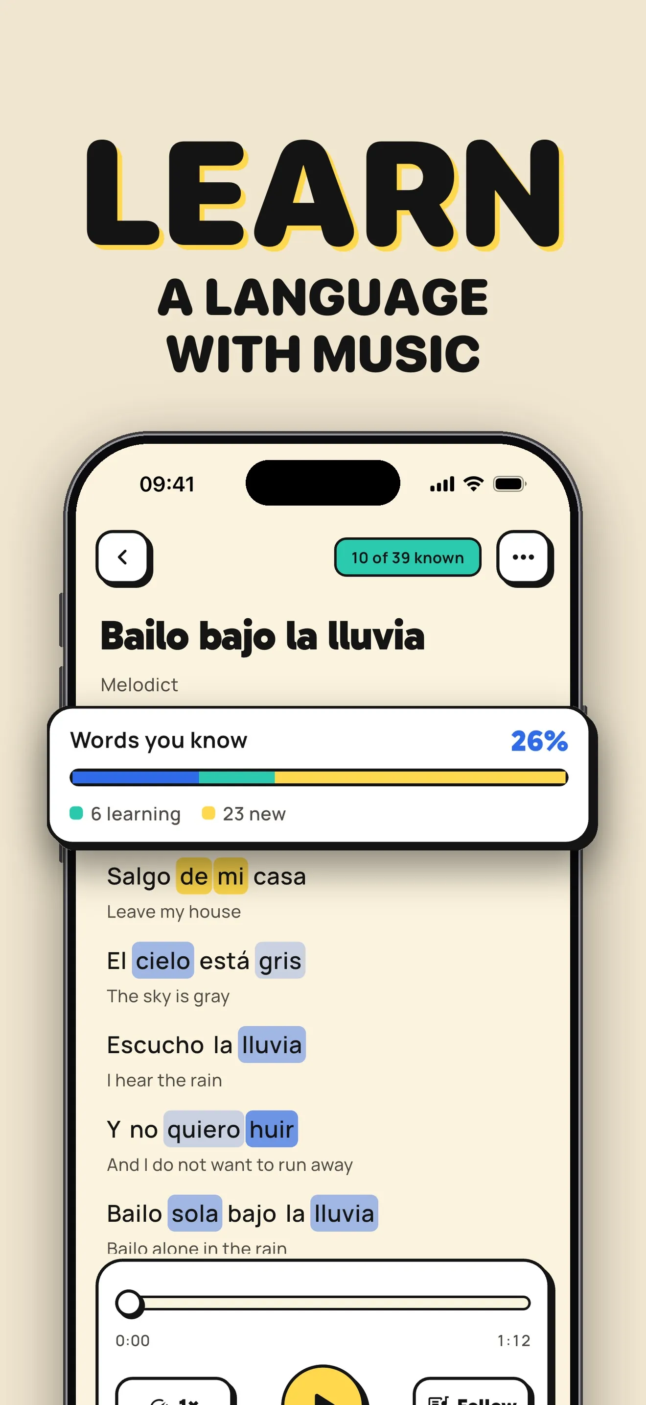 Learn a language with music