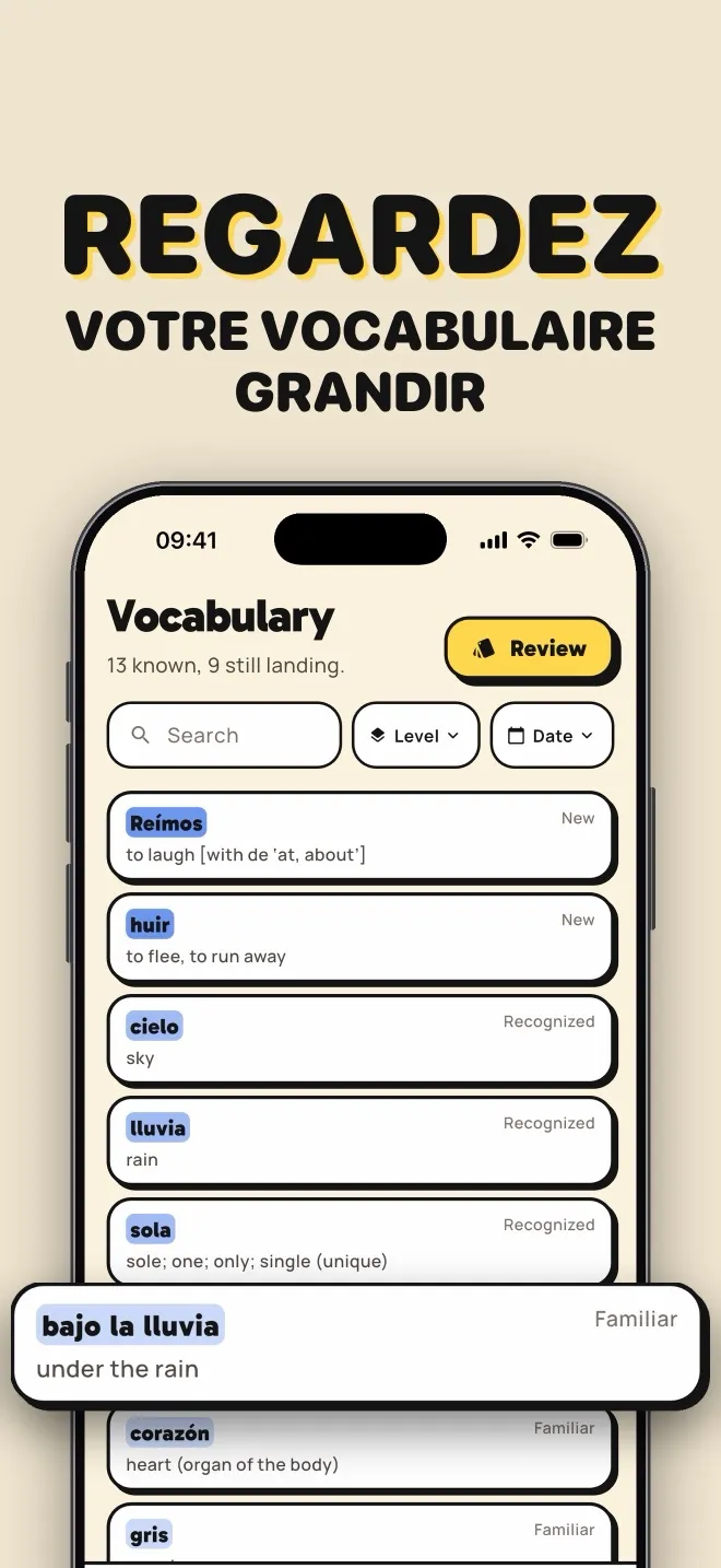 Regardez votre vocabulaire grandir