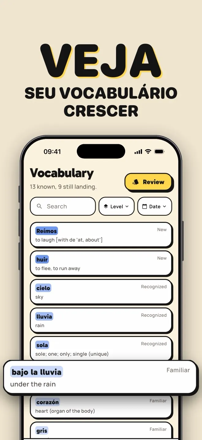Veja seu vocabulário crescer